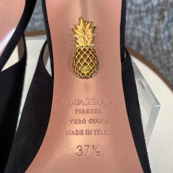 Aquazzura Bow Tie Pump 85mm Heels Black Size 37.5 - Picture 13 of 16